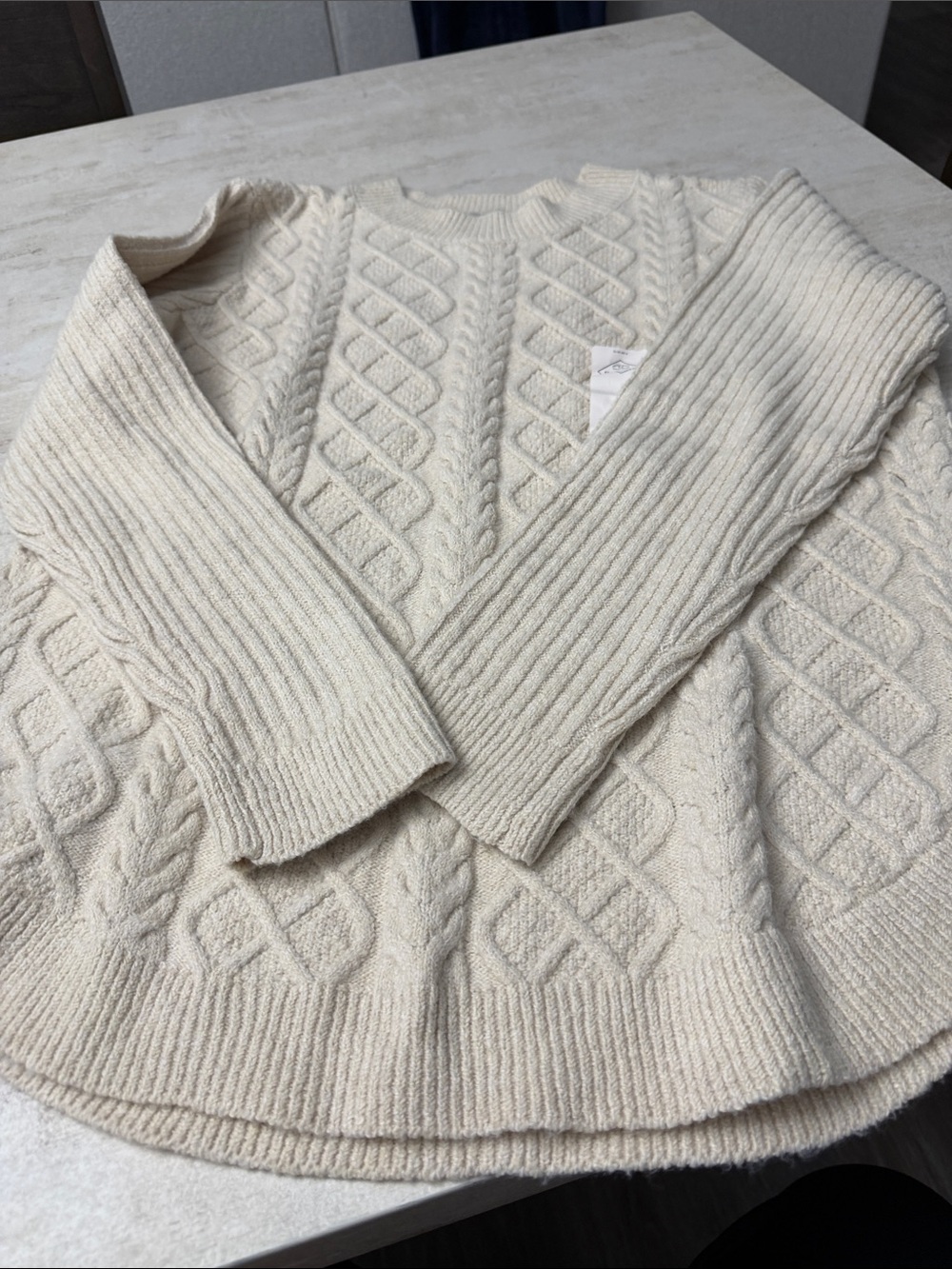 St. John's Bay Cream/oatmeal Cable Knit Crewneck Sweater